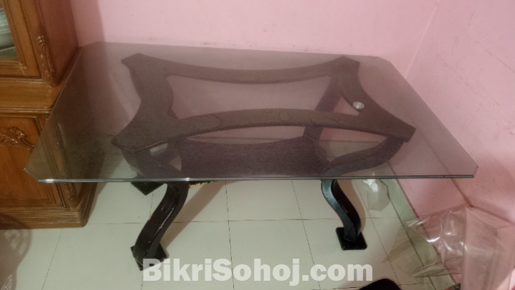 4 set glass wood  Dinning Table